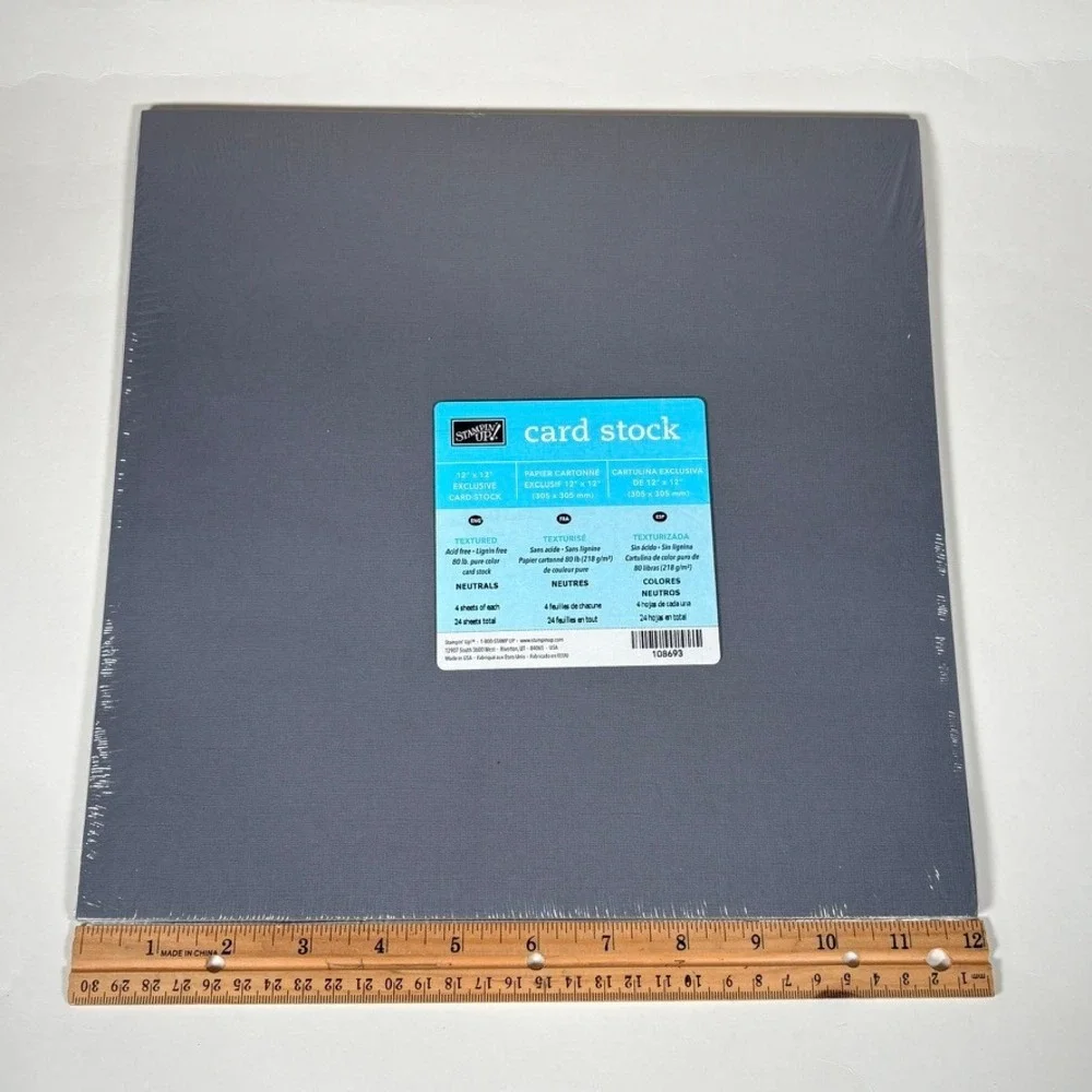 Stampin Up Neutrals 12x12 Textured Card Stock 80lb 24 Sheets 108693 NEW Retired